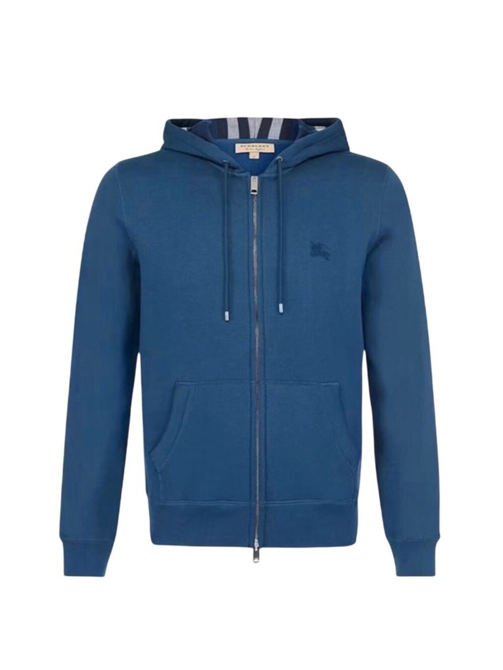 Pre-owned Burberry Men's Fleece Cotton Nova Check Logo Full-Zip Hoodie Mineral B